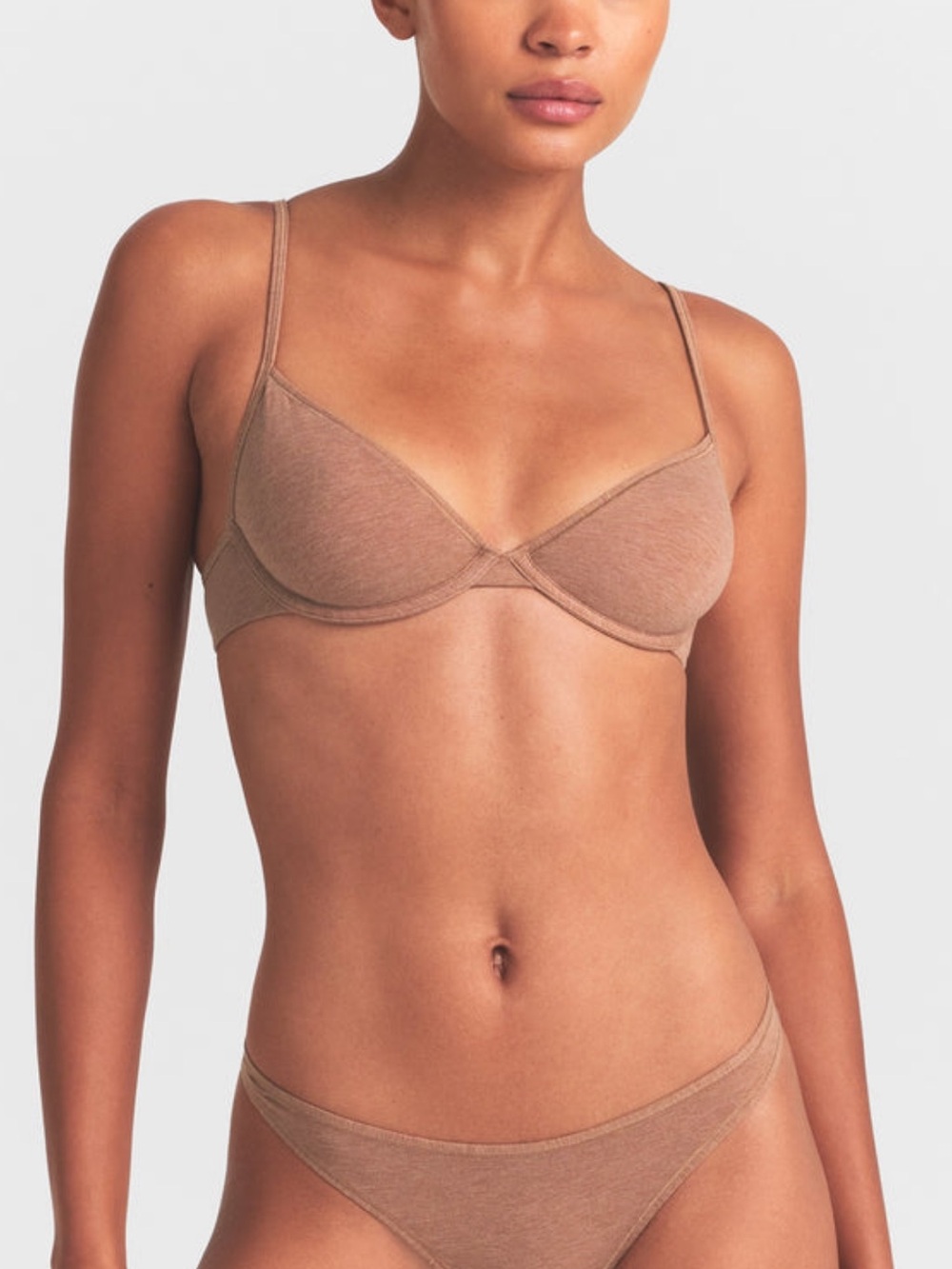 SKIMS Everyday Cotton Unlined Demi Bra in Sienna